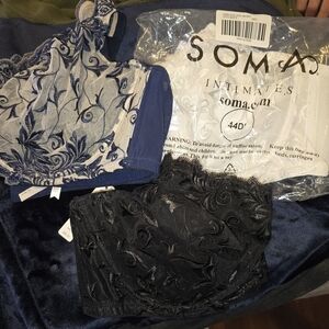 Soma Intimates Lace Strapless Bra Bundle - Blue & Black